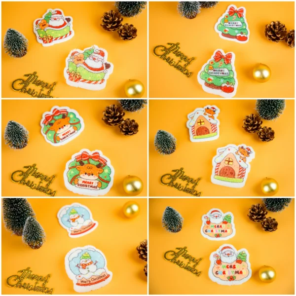 Cute Santa-themed cellulose sponges – Santa, reindeer, tree, wreath, house and snow scenes – DoYourClean Santa Friends set