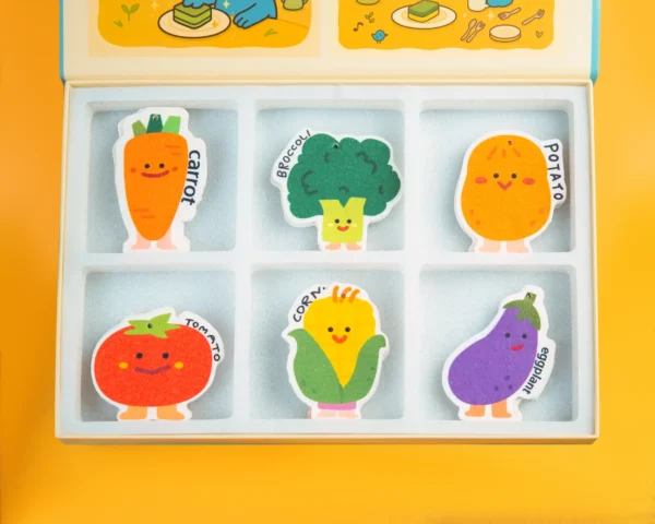 Vegetable Friends veggie cellulose sponge gift box overview